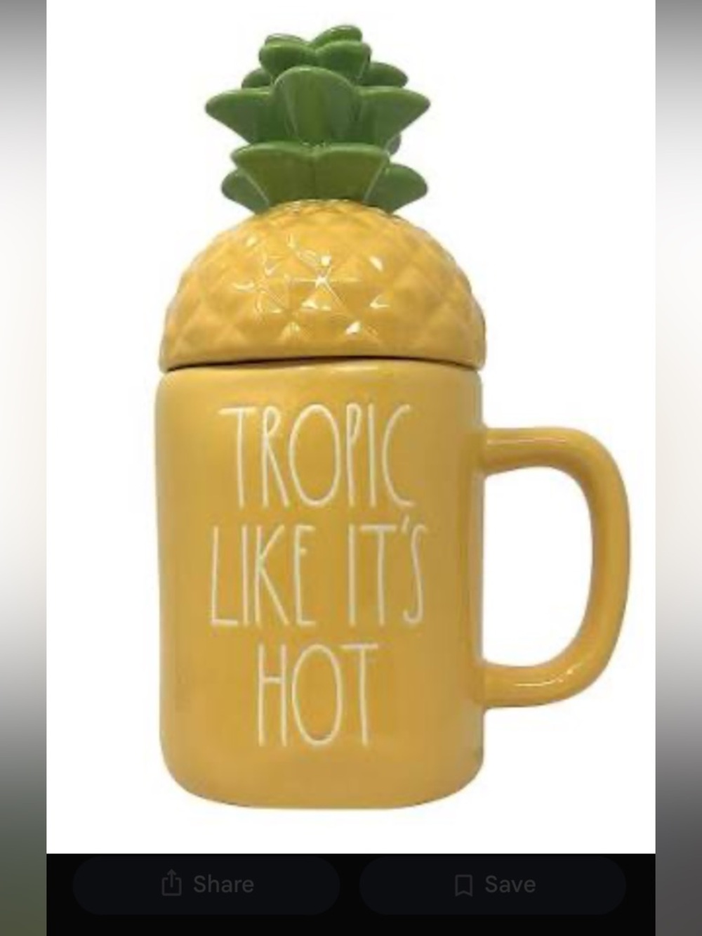 Rae Dunn Yellow Pineapple Ceramic Mug with Lid - Tropic Like It's Hot
